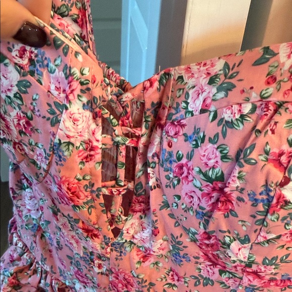 Floral Pink Ruffle Dress - Picture 3 of 4